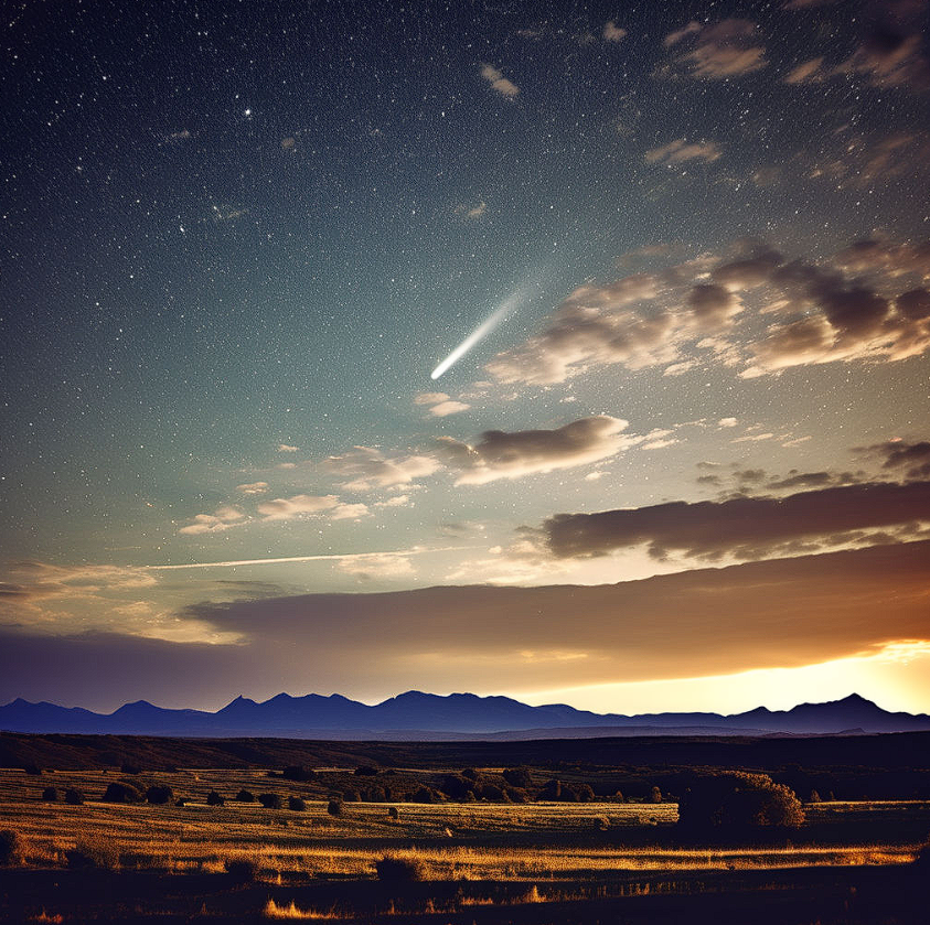 A beautiful comet in the evening sky